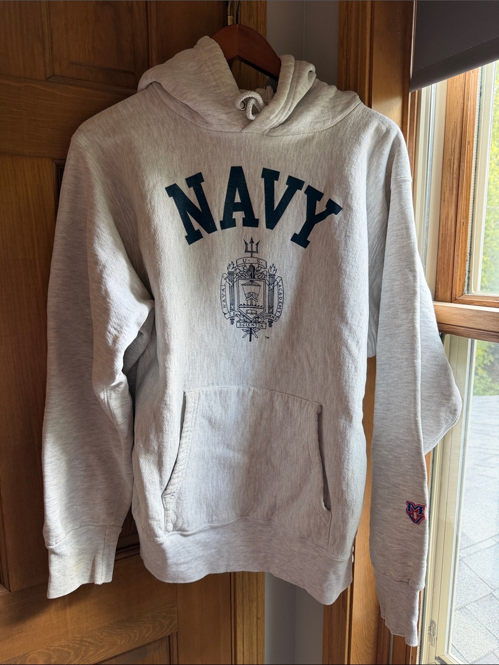 Vintage ‘95 USNA Reverse Weave Grey Heavyweight Naval Academy Crest Sweatshirt